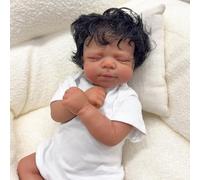 ROSHUAN Reborn Baby Dolls with Rooted Curly Hair 18 inch Dark Skin Realistic Baby Dolls That Look Real Life Life Vinyl Babies Cloth Body Real Looking Newborn Baby Dolls for Kids