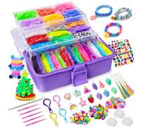 ROSHUKG 45 Colours Loom Bands Kit with 3 Layer Container, Rubber Bands Bracelet Making Kit for Boys Girls Weaving Gift(Purple)