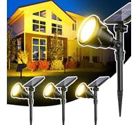 ROSHWEY Outdoor Solar Lights, 600LM Solar Garden Lights Waterproof Solar Spot Lights for Yard Backyard Patio Pond Garage (Warm White, 4Pack)