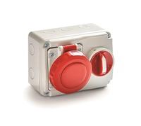 ROSI Socket Locked Grey/Red 16A - 6h 3P+N+T IP66/67