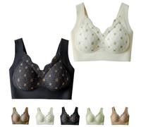 Rosiaa Ultimate Lift Bra, IvyLift Seamless Wire-Free Push-up Bra, Gathered Anti-Sagging Lace Underwear (UK, Alpha, L, Regular, Regular, Black+White)