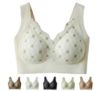 Rosiaa Ultimate Lift Bra, IvyLift Seamless Wire-Free Push-up Bra, Gathered Anti-Sagging Lace Underwear (UK, Alpha, L, Regular, Regular, White)