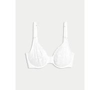 Rosie female Rib & Lace Wired Plunge Lounge Bra F-H - 38H - White, Black,White