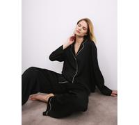 Rosie female Satin Pyjama Set - 10 - Black, Buff,Black