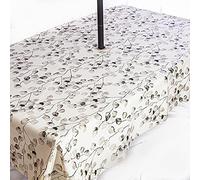 Rosie Lane PVC Wipe Clean Garden Tablecloth with Rust Proof Stainless Steel Parasol Hole Beautiful Eucalyptus Design 200 x 140cm