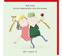 Rosie Made A Thing Mum and Dad Drink Responsibly Christmas Card, Green