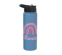 Rosie Name Personalized Funny Women Pink Rainbow Rosie Stainless Steel Insulated Water Bottle
