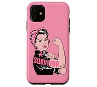 Rosie Riveter Breast Cancer Survivor Pink Ribbon Case for iPhone 11