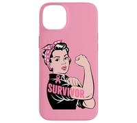 Rosie Riveter Breast Cancer Survivor Pink Ribbon Case for iPhone 14 Plus