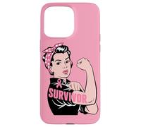 Rosie Riveter Breast Cancer Survivor Pink Ribbon Case for iPhone 15 Pro Max