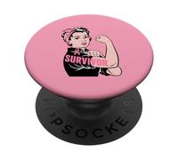Rosie Riveter Breast Cancer Survivor Pink Ribbon PopSockets Adhesive PopGrip