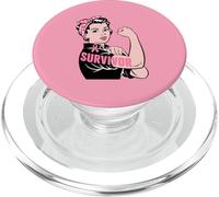 Rosie Riveter Breast Cancer Survivor Pink Ribbon PopSockets PopGrip for MagSafe