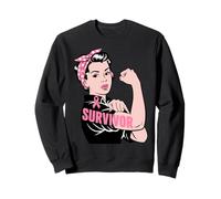 Rosie Riveter Breast Cancer Survivor Pink Ribbon Sweatshirt
