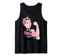 Rosie Riveter Breast Cancer Survivor Pink Ribbon Tank Top