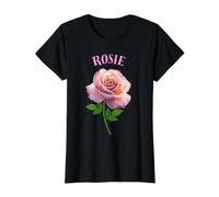 Rosie Rose Graphic Floral Name Value Graphic T-Shirt, Women, Black, S