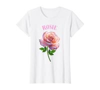 Rosie Rose Graphic Floral Name Value Graphic T-Shirt, Women, White, S