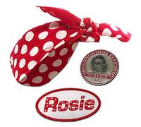 Rosie the Riveter Costume Kit, Bandana, Name Patch, Sign, Pin 1940s Woman Historically Accurate Dress-Up Accessories