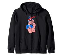 rosie the riveter rockabilly retro icon ww2 womens day Zip Hoodie