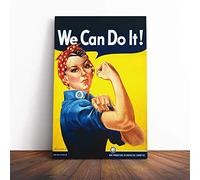 Rosie The Riveter We Can Do It War Poster Canvas Print | Gallery Wrapped 30mm Frame Wall Art | 30x20 inches | Ready to Hang | Modern Picture | Living Room Bedroom Lounge Office
