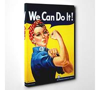 Rosie The Riveter We Can Do It War Poster Canvas Print | Gallery Wrapped 30mm Frame Wall Art | 30x20 inches | Ready to Hang | Modern Picture | Living Room Bedroom Lounge Office