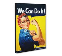 Rosie The Riveter We Can Do It War Poster Canvas Print | Gallery Wrapped 30mm Frame Wall Art | 30x20 inches | Ready to Hang | Modern Picture | Living Room Bedroom Lounge Office