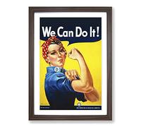 Rosie The Riveter We Can Do It War Poster Framed Print | A2 Walnut Framed Wall Art | Ready to Hang | Modern Nature Picture | Living Room Bedroom Lounge Office