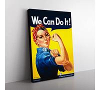 Rosie The Riveter We Can Do It War Poster Vintage Canvas Wall Art Print Ready to Hang, Framed Picture for Living Room Bedroom Home Office Décor, 60x40 cm (24x16 Inch)