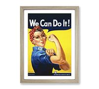 Rosie The Riveter We Can Do It War Poster Vintage Framed Print | A2 Oak Framed Wall Art | Ready to Hang | Classic Nature Picture | Living Room Bedroom Lounge Office