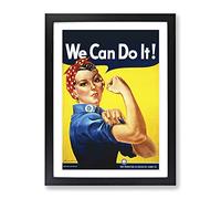 Rosie The Riveter We Can Do It War Poster Vintage Framed Print | A3 Black Framed Wall Art | Ready to Hang | Classic Nature Picture | Living Room Bedroom Lounge Office