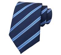 Rosiika Men's Boys Navy Blue Geometric Striped Tie Trendy Patterned Fashion Suit Silk Neckties
