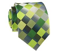 Rosiika Men's Classic Designer Plaid Ties Checks Patchwork Designer Spring Necktie Green Grey