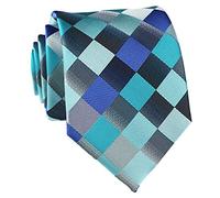 Rosiika Men's Classic Designer Plaid Ties Checks Patchwork Necktie Teal Blue for Formal Events
