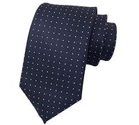 Rosiika Mens Navy Blue Jacquard Woven Silk Tie Pink Pin Dot Evening Porm Wedding Party Necktie