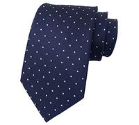 Rosiika Men's Navy Blue Tie Handmade Spot Pin Polka Dots & Plaid 3" Necktie For Business Meeting