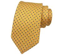 Rosiika Mens Yellow Gold Geometry Gingham Woven Silk Ties Navy Plaid Regular Big Boys Wedding Neckties
