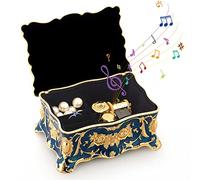 ROSIKING Emboss Alloy Metal Music Box Wind Up Movement Music Box for Friends on Christmas,Valentine's Day (Boutique Embossed Metal Music Box F, Tune;Anastasia-Once Upon a December)