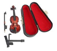Rosilesi Miniature Violin Model-Mini Musical Instrument 8cm Handmade Violin Model Ornament Miniature Violin Model with Stand Box Miniature Musical Instrument Decoration Gifts
