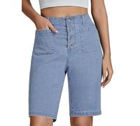 Roskiky Board Shorts Womens Shorts with Pockets Summer Stretch Bermuda Denim Knee Length Bay Blue XXL