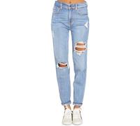 Roskiky Boyfriend Jeans Stretch Jeans Women's High Waist Ripped Jeans Distressed Mom Jeans Slim Denim Pants, Blue Tides, XL