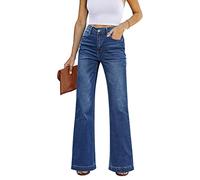 Roskiky Flare Jeans for Women - High Waisted Bell Bottom Mother Jeans in Dark Blue Size Medium