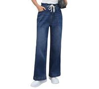 Roskiky Wide Leg High-Waisted Y2K Style Bell Bottom Jeans with Elasticated Waist