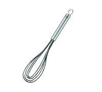 Rösle 95656 Silicone Flat Egg Beater Whisk, Stainless Steel, Black