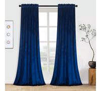 Roslyn Velvet Tab Top Curtains, Navy Blue, 52" Wx96L (2 Panels)