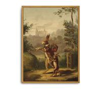 Roslynity Framed Canvas Wall Art Vintage Print Oil Paintings Rabbit Easter Bunnies Hares Rustic Retro Antique Aesthetic Artwork for Home Living Room Bathroom Farmhouse Wall Decor (12"x16")