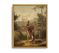 Roslynity Framed Canvas Wall Art Vintage Print Oil Paintings Rabbit Easter Bunnies Hares Rustic Retro Antique Aesthetic Artwork for Home Living Room Bathroom Farmhouse Wall Decor (8"x10")