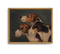 Roslynity Framed Canvas Wall Art Vintage Print Oil Paintings Three English Foxhounds Dog Animal Old Hunting Hound Retro Aesthetic Artwork for Home Living Room Bathroom Wall Decor (8"x10")