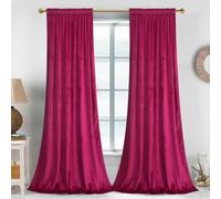 Roslynwood Berry Velvet Curtains 84 inches,Elegant Home Decor Room Darkening Privacy Window Drapes for Girl's Room/Living Room, Berry, W52 x L84, 2 Panels