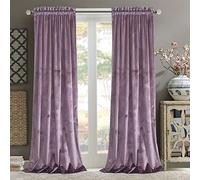 Roslynwood Block Light Luxurious Velvet Curtains - Noise Absorbing Light Blocking Velvet Drapes with Rod Pocket for Dining Room/Party Decor, Lavender 52Wx96L /2 Panels