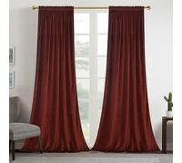 Roslynwood Burnt Ochre Rod Pocket Pleated Curtains Velvet Curtains Blackout Curtains Thermal Insulated Curtains Room Darkening Window Drapes for Living Room Bedroom, 2 Panels 108 Inch