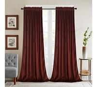 Roslynwood Burnt Ochre Velvet Curtains for Bedroom, Light Blocking Thermal Insulated Velour Drapes for Living Room/Farmhouse/Office, W52 x L90, 2 Panels